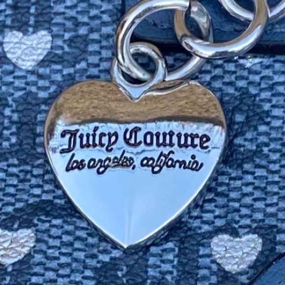 NWT New JUICY COUTURE POKERFACE DENIM & SILVER LOGO HEART BACKPACK - Picture 6 of 10
